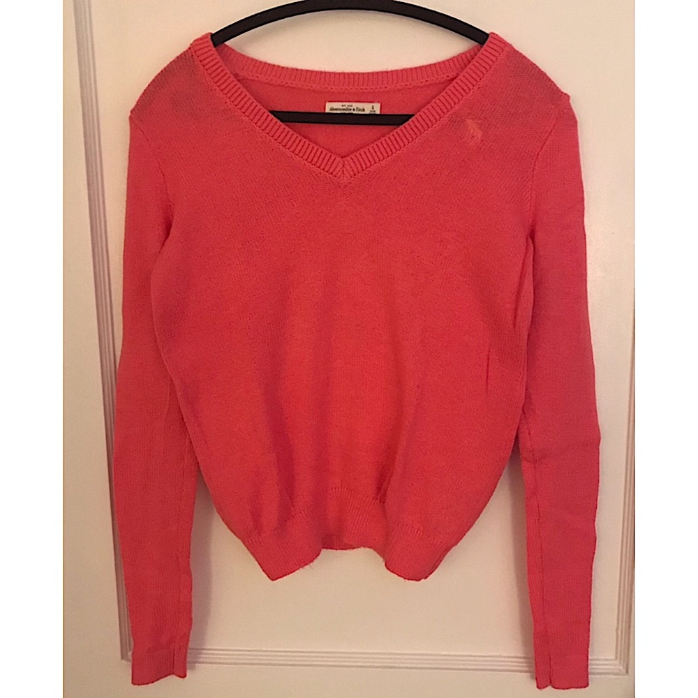 Abercrombie and Fitch Bright Coral Knit Sweater